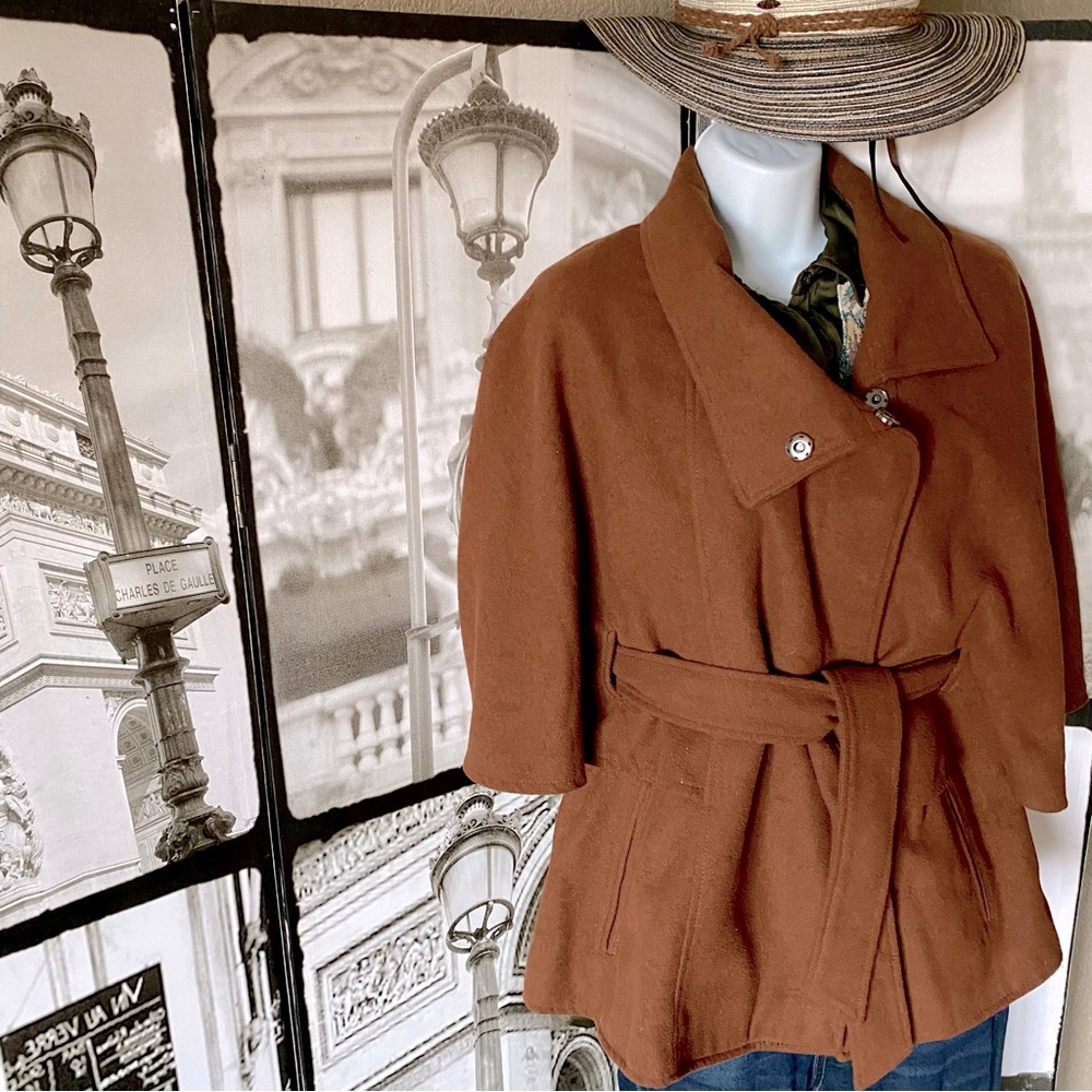NEW YORK & CO | Versatile Fashionable Bat-Wing Wool Blend Jacket Coat Sz L - XL